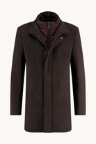 A Fish Named Fred Funnel Neck Coat - Chocolate Brown
