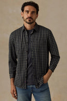 Faherty Brand Coastline Knit Shirt in Charcoal Sage Check