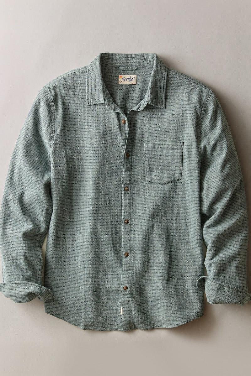 Marine Layer Stretch Selvage Long Sleeve Shirt - Balsam Mini Stripe
