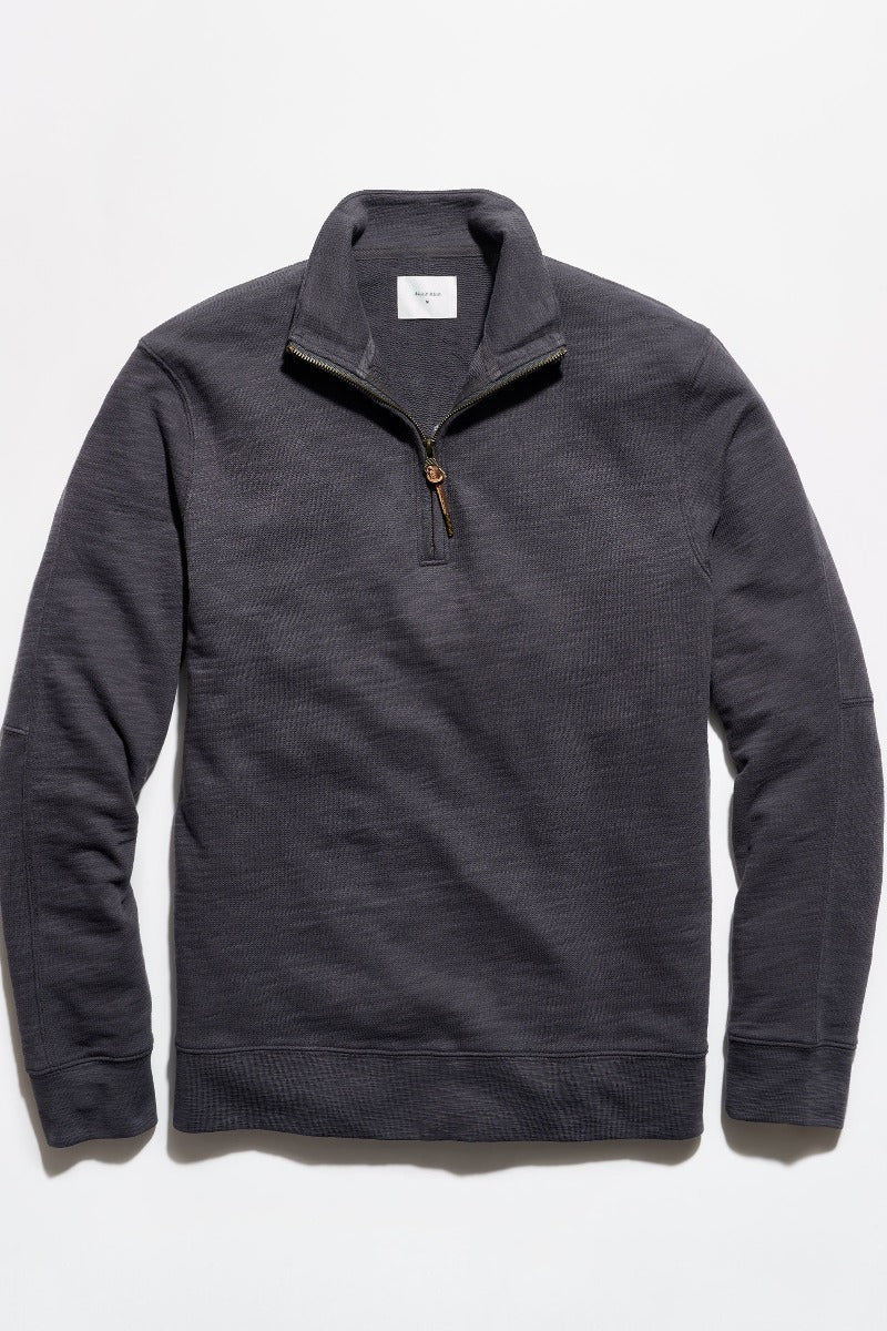 Billy Reid French Terry Half Zip - Asphalt