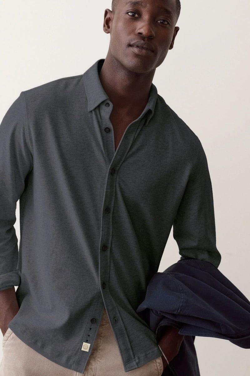 Marine Layer Luxe Jersey Shirt - Asphalt