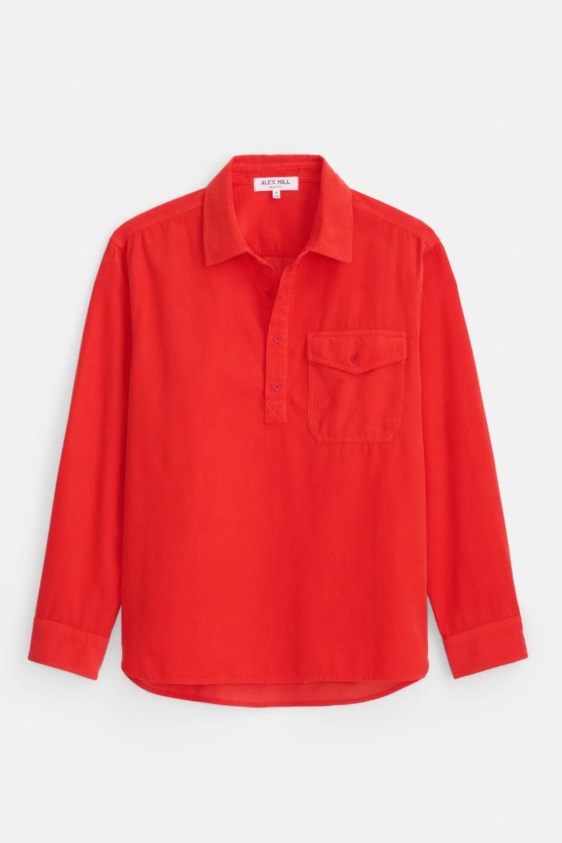 Alex Mill Carter Popover Shirt In Fine Wale Corduroy  - Bright Ember