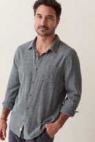 Marine Layer Stretch Selvage Long Sleeve Shirt - Balsam Mini Stripe
