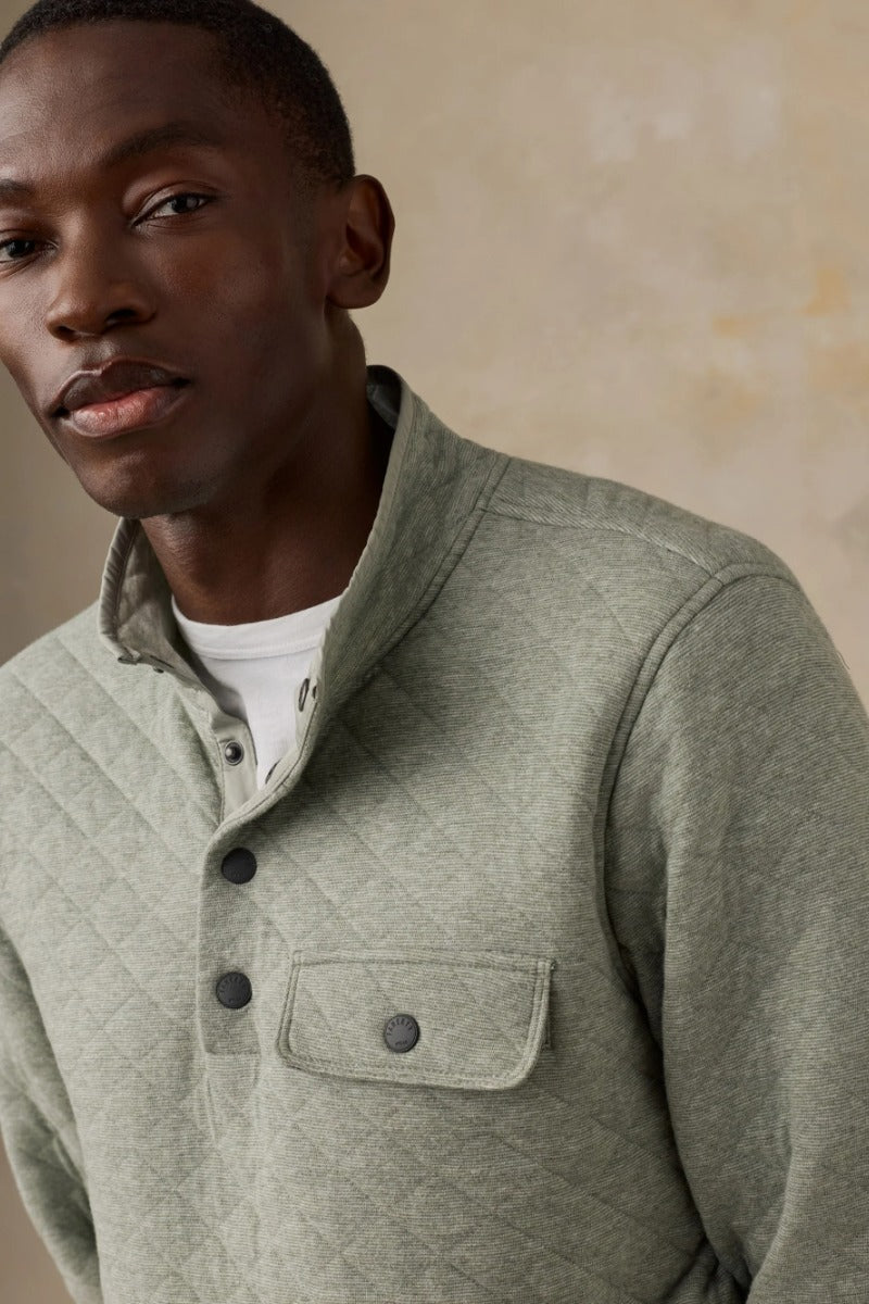 Faherty Brand Epic Quilted Fleece Pullover - Pine Rock Heather