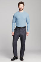 Billy Reid Martin Mini Waffle Crew - Chambray Blue Heather