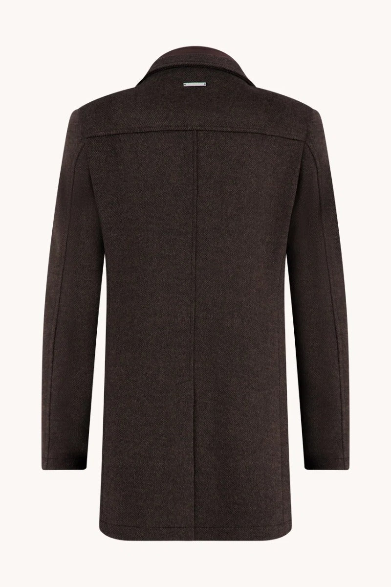 A Fish Named Fred Funnel Neck Coat - Chocolate Brown