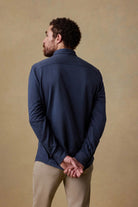Faherty Brand Coastline Knit Shirt in Ocean Heather Twill