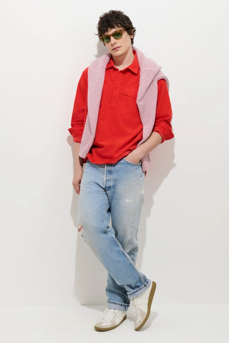 Alex Mill Carter Popover Shirt In Fine Wale Corduroy  - Bright Ember