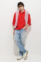 Alex Mill Carter Popover Shirt In Fine Wale Corduroy  - Bright Ember