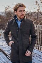 A Fish Named Fred Funnel Neck Coat - Chocolate Brown
