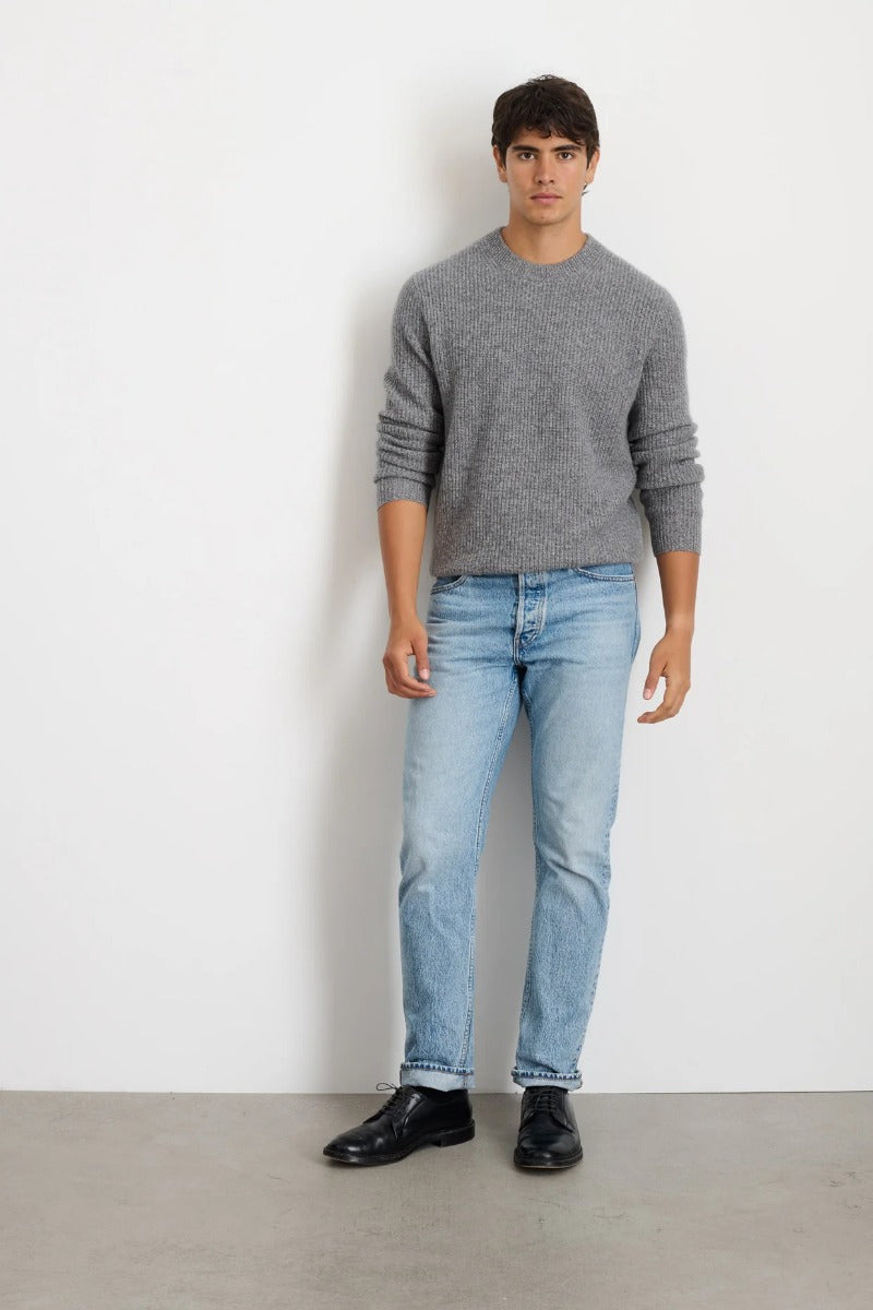 Alex Mill Jordan Sweater in Washed Cashmere - Marled Heather Grey