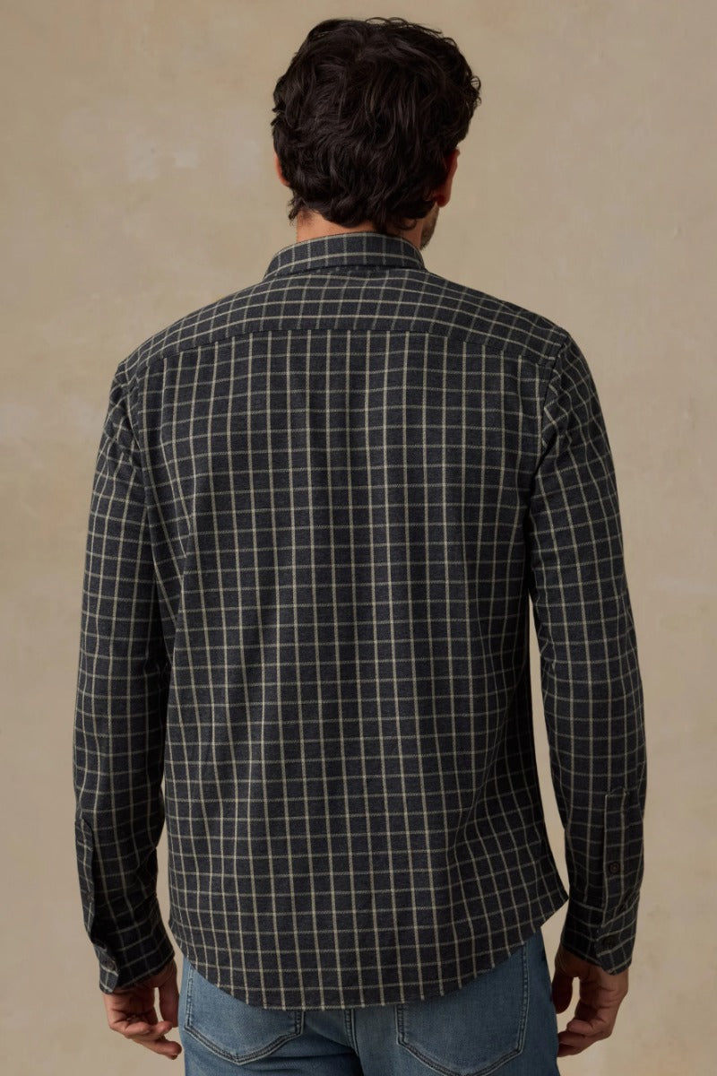 Faherty Brand Coastline Knit Shirt in Charcoal Sage Check