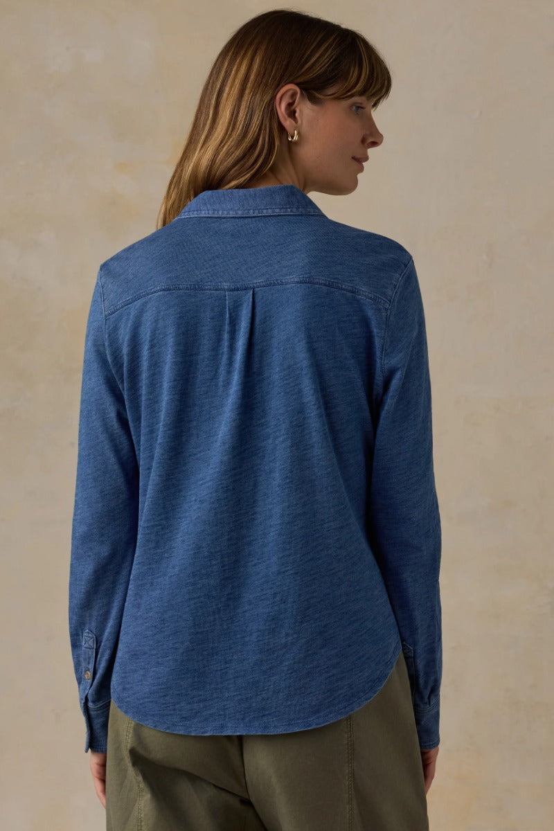 Faherty Brand Sunwashed Knit Shirt - Medium Indigo Wash