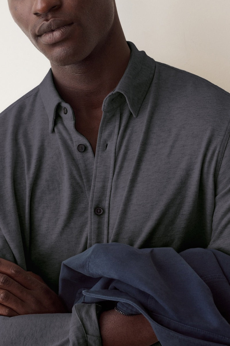 Marine Layer Luxe Jersey Shirt - Asphalt