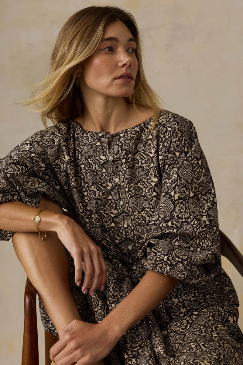 Faherty Brand Coastal Poplin Faye Top - Night Bloom