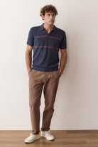 Marine Layer Liam Sweater Polo - Navy Sunset Stripe