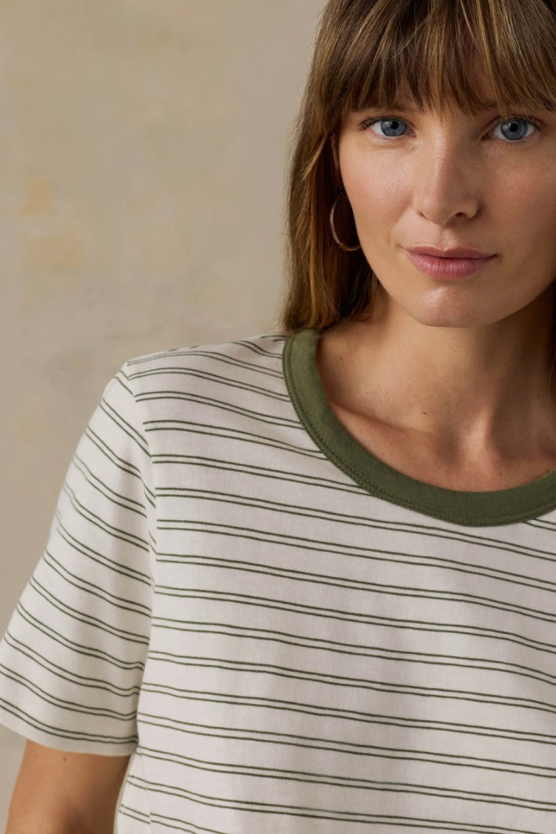 Faherty Brand Sunwashed Regenerative Tee - Four Leaf Clover Mini Stripe