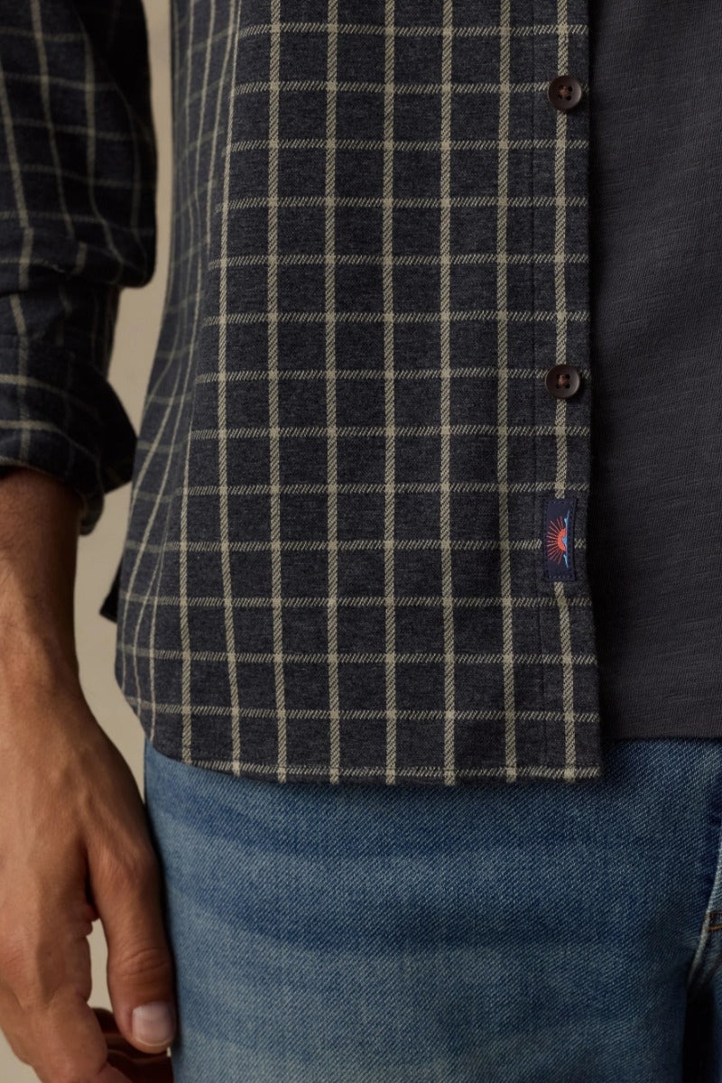 Faherty Brand Coastline Knit Shirt in Charcoal Sage Check