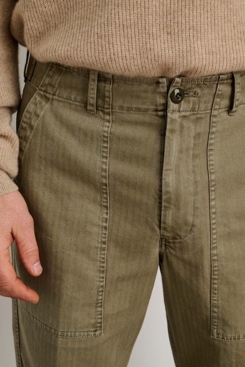 Alex Mill Field Pant in Herringbone - Vintage Olive