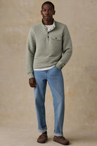 Faherty Brand Epic Quilted Fleece Pullover - Pine Rock Heather