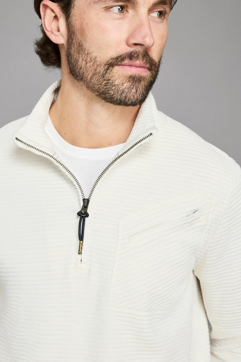 Billy Reid Quilted Half Zip - Tinted White