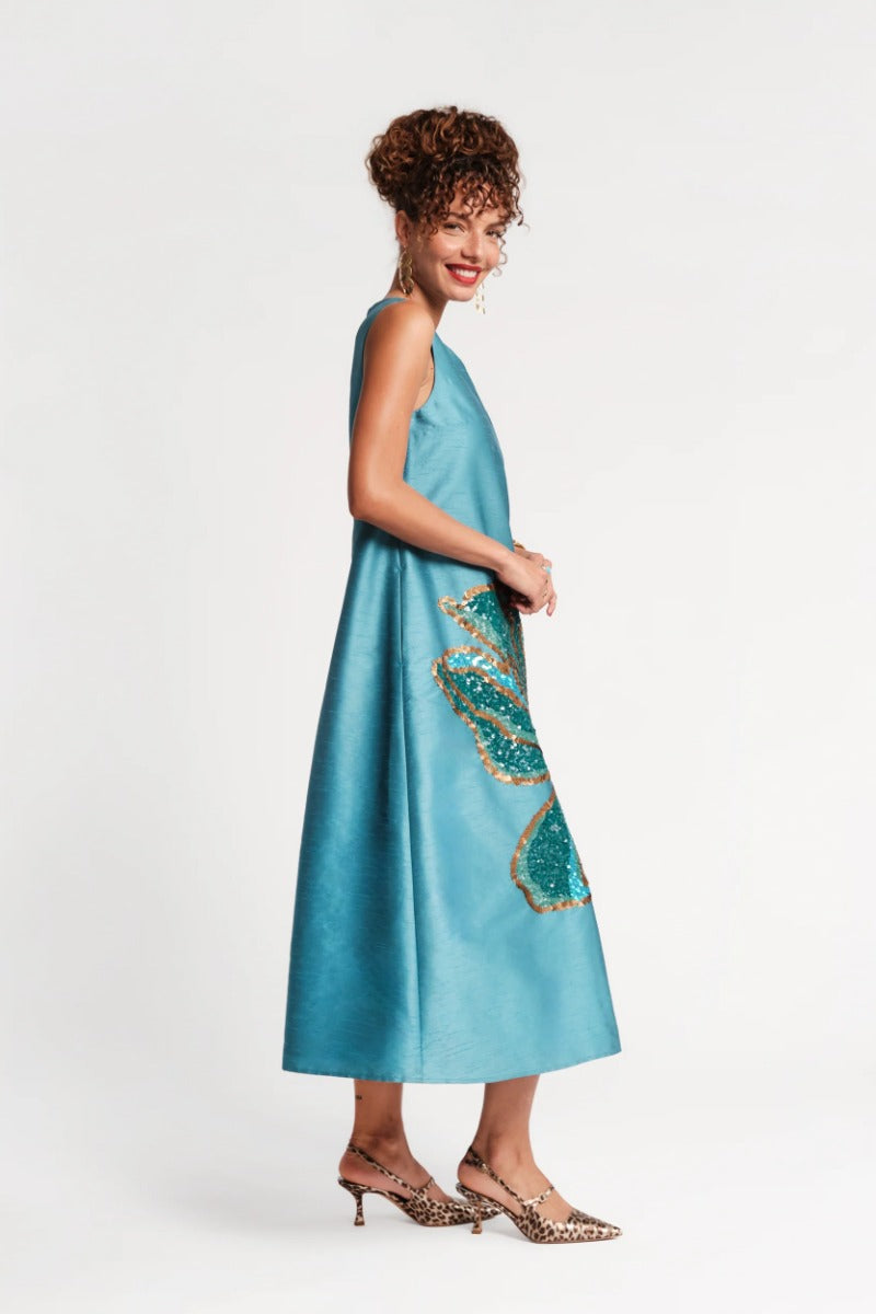 Frances Valentine Alice Midi Dress  - Teal
