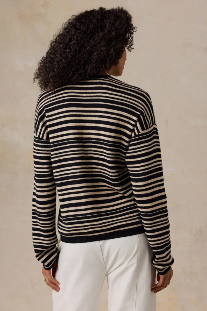 Faherty Brand Throwback Studio Crew - Coastal Coal Stripe
