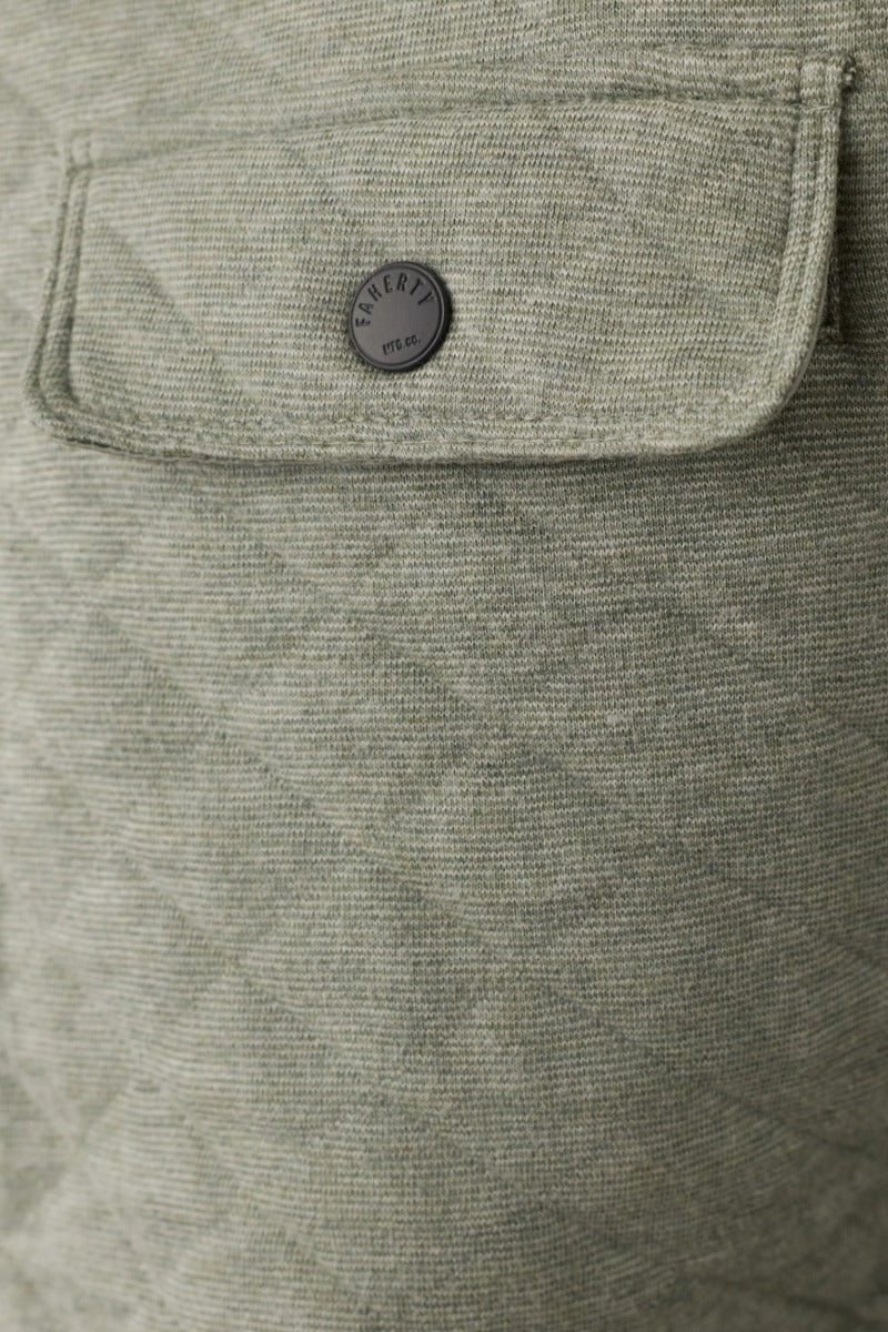 Faherty Brand Epic Quilted Fleece Pullover - Pine Rock Heather