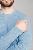 Billy Reid Martin Mini Waffle Crew - Chambray Blue Heather
