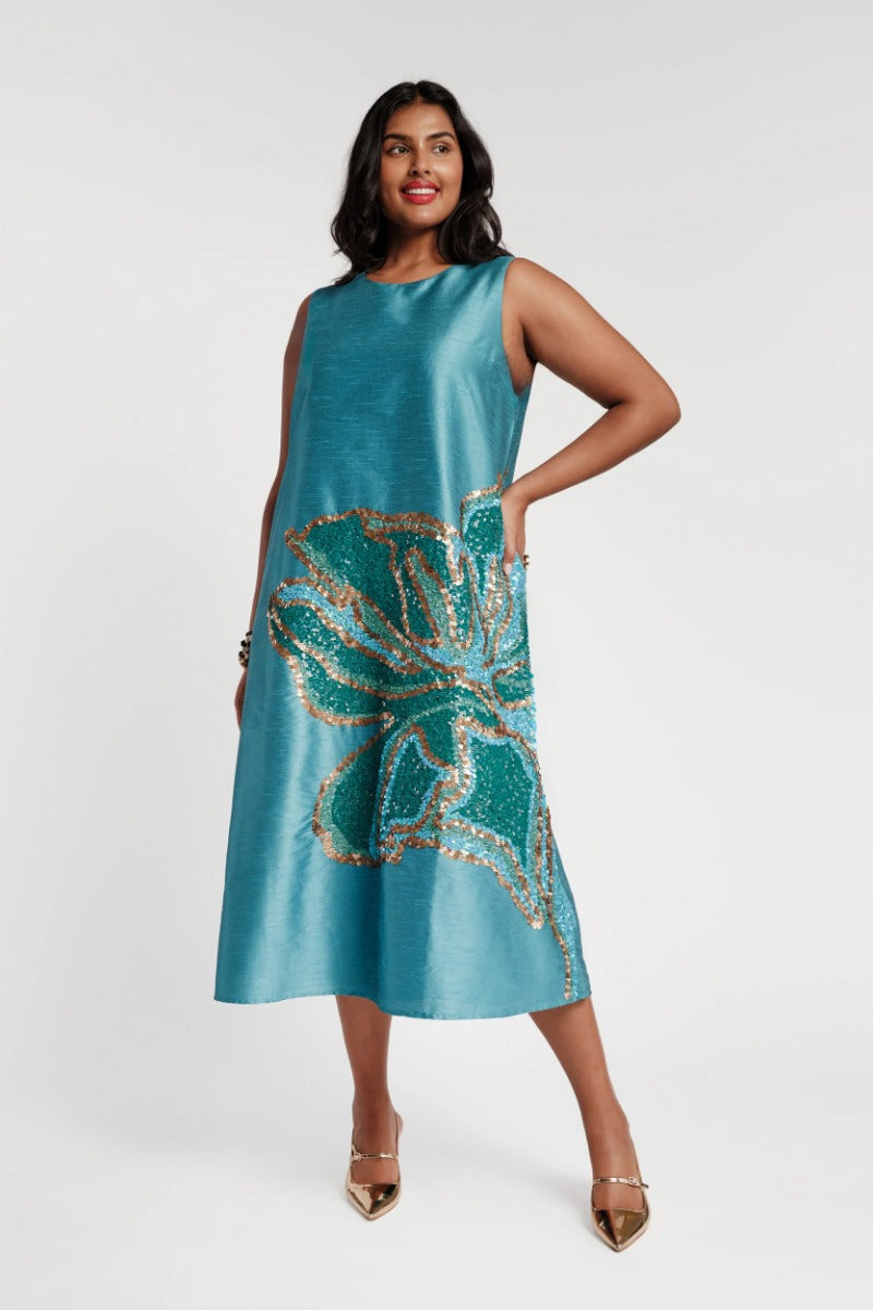 Frances Valentine Alice Midi Dress  - Teal