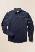 Faherty Brand Coastline Knit Shirt in Ocean Heather Twill