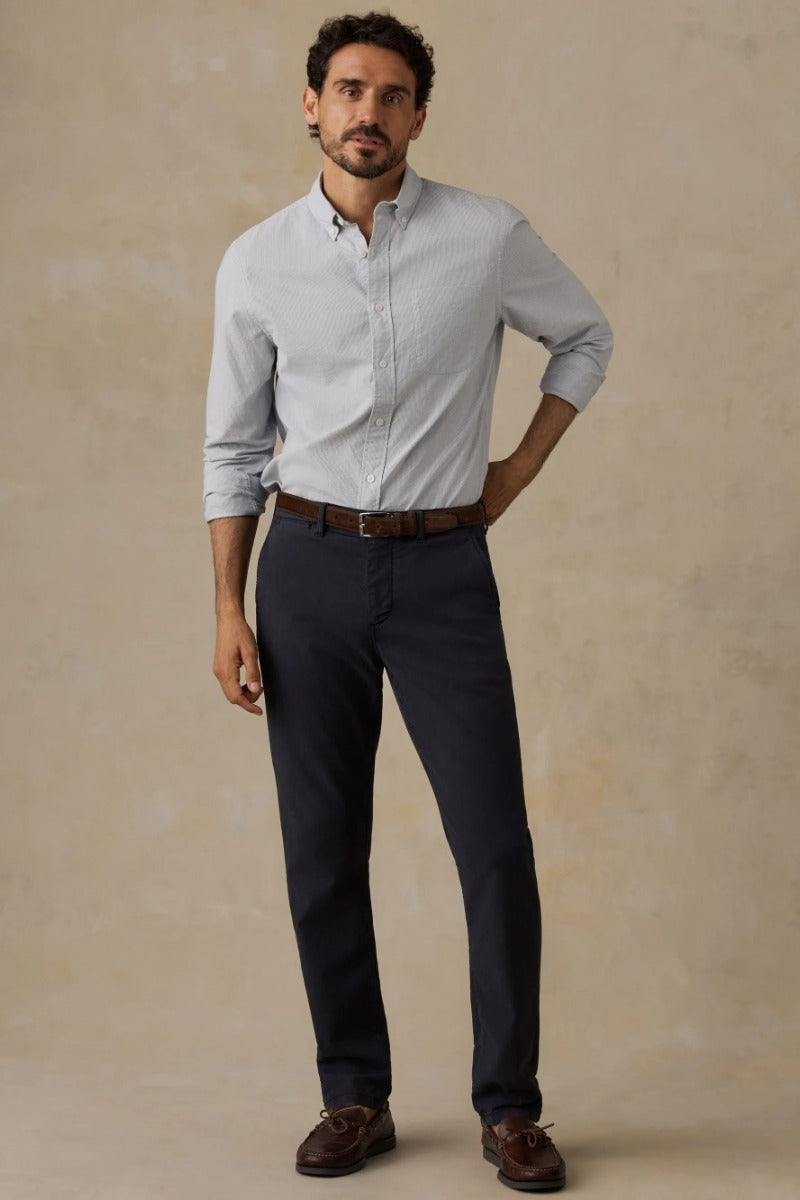 Faherty Brand Laundered Oxford Shirt - Classic Blue Stripe