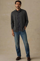 Faherty Brand Coastline Knit Shirt in Charcoal Sage Check