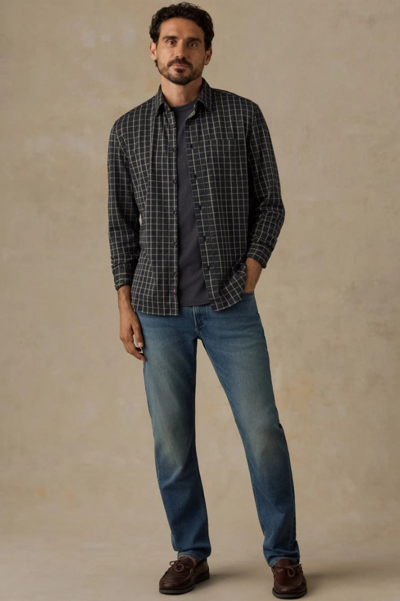 Faherty Brand Coastline Knit Shirt in Charcoal Sage Check