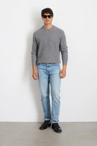 Alex Mill Jordan Sweater in Washed Cashmere - Marled Heather Grey