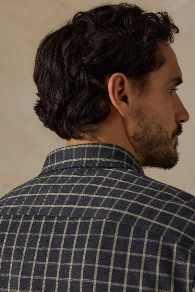 Faherty Brand Coastline Knit Shirt in Charcoal Sage Check