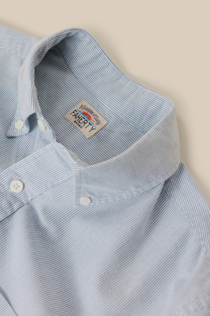Faherty Brand Laundered Oxford Shirt - Classic Blue Stripe