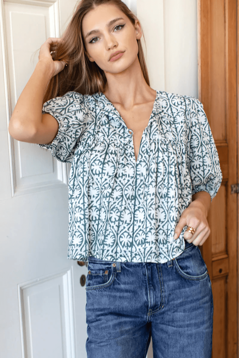 Puff Isla Top in Etoile Vine Forest - Emerson Fry - Archery Close