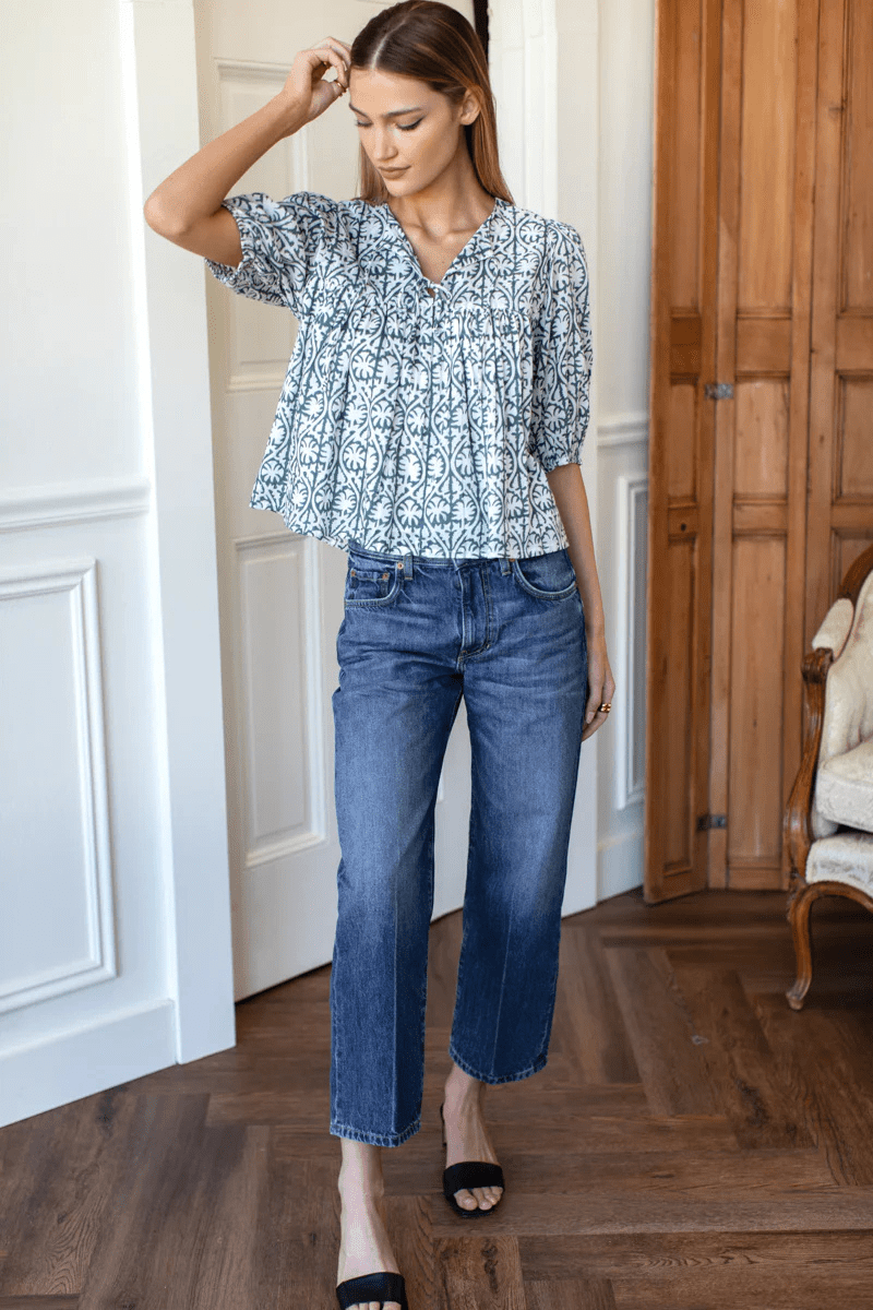 Puff Isla Top in Etoile Vine Forest - Emerson Fry - Archery Close