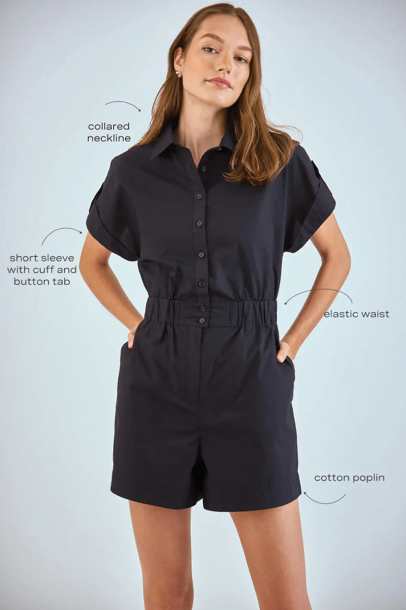 Reed Romper in Black - Hunter Bell - Archery Close