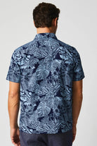 Short Sleeve Indigo Botanical Treme Block Shirt - Billy Reid - Archery Close