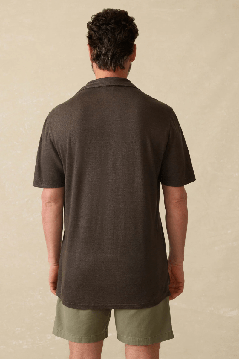Short Sleeve Linen Polo - Faherty Brand - Archery Close