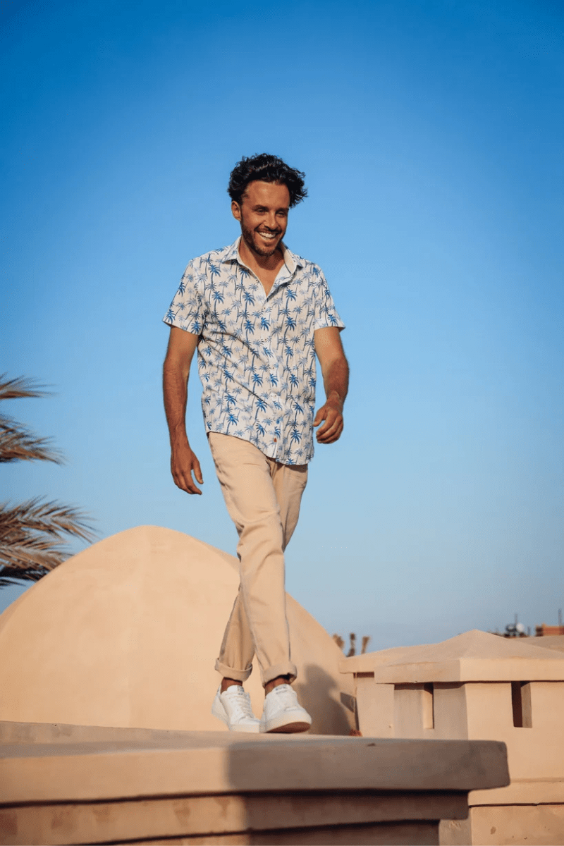 Short Sleeve Palm Tree Shirt - A Fish Named Fred - Archery Close