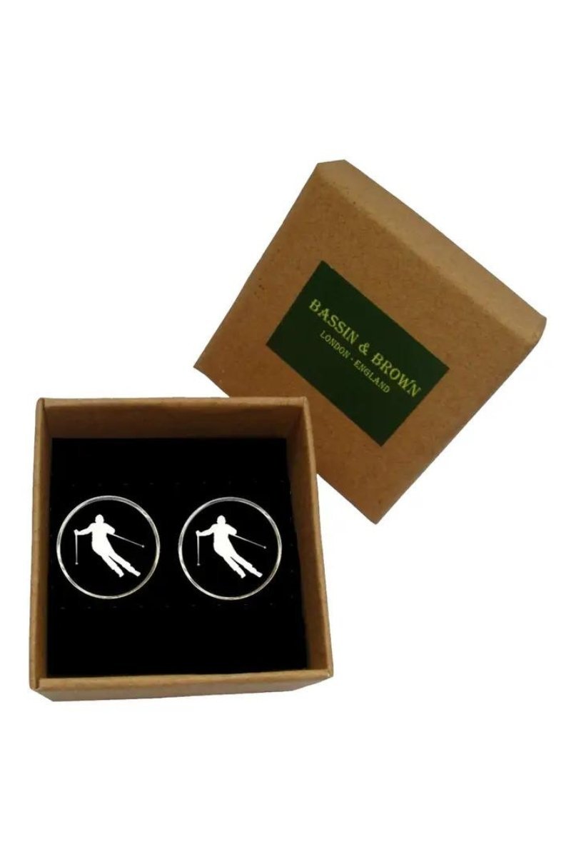 Skier cufflinks - Bassin and Brown - Archery Close