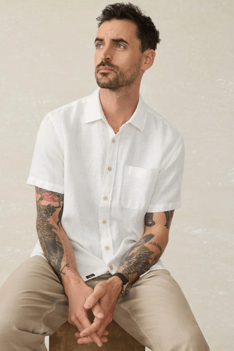 SS Palma Linen Shirt - Faherty Brand - Archery Close