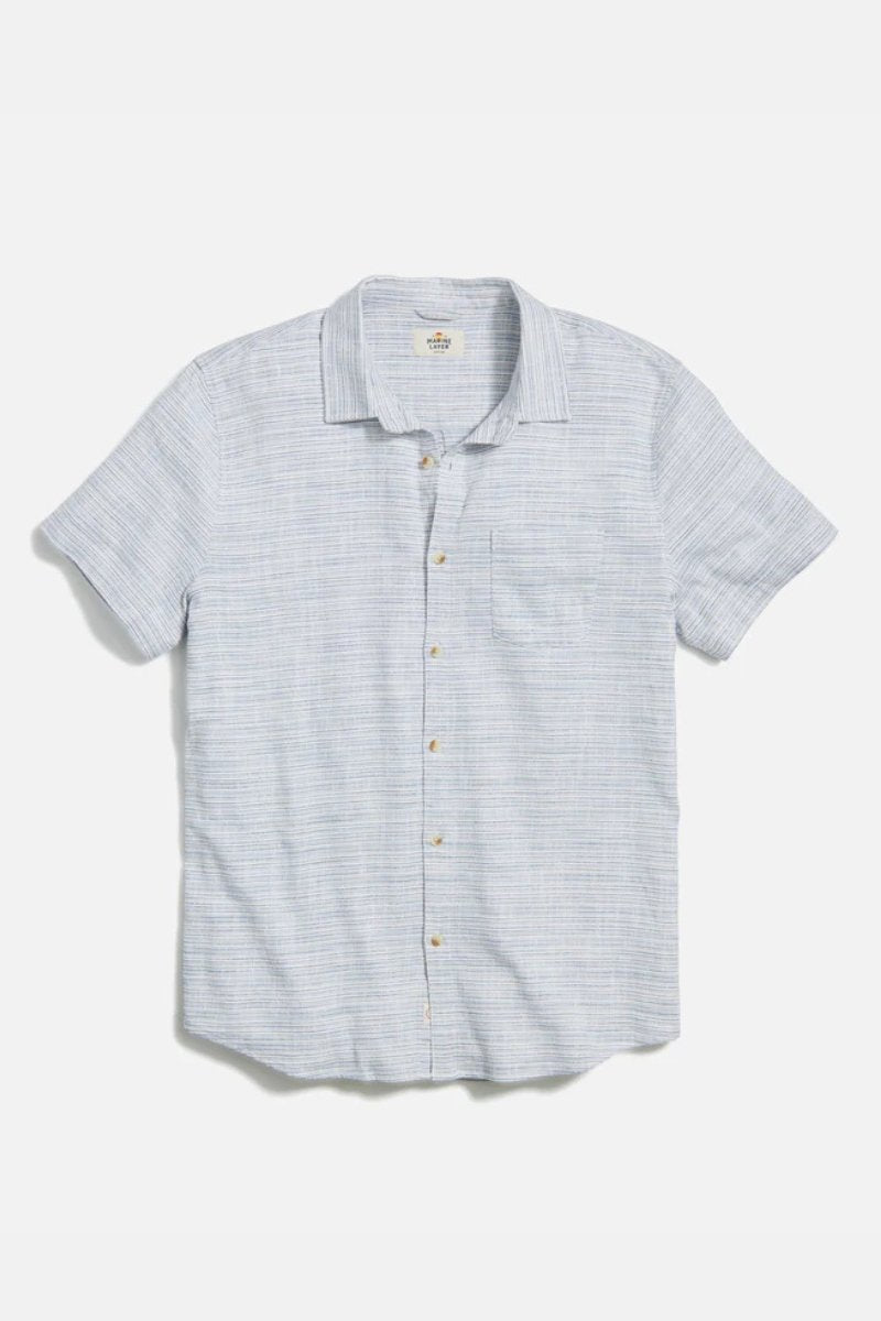 SS Stretch Selvedge Shirt - Blue Mini Stripe - Marine Layer - Archery Close