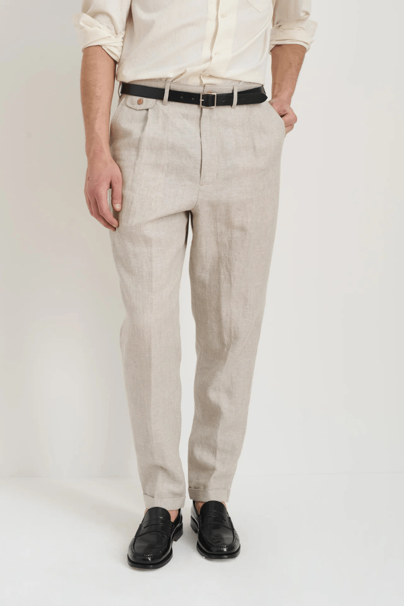 Standard Pleated Pant in Flax Linen - Alex Mill - Archery Close