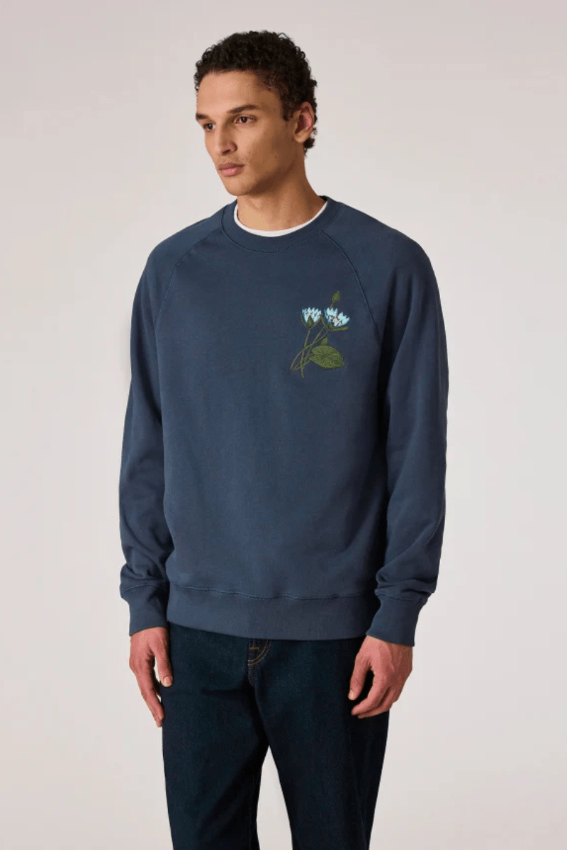 Steel Blue 'Floral' Embroidery Sweatshirt - Paul Smith - Archery Close