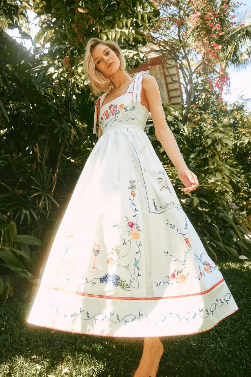 Stefy Dress in Multi Embroidery - Hunter Bell - Archery Close