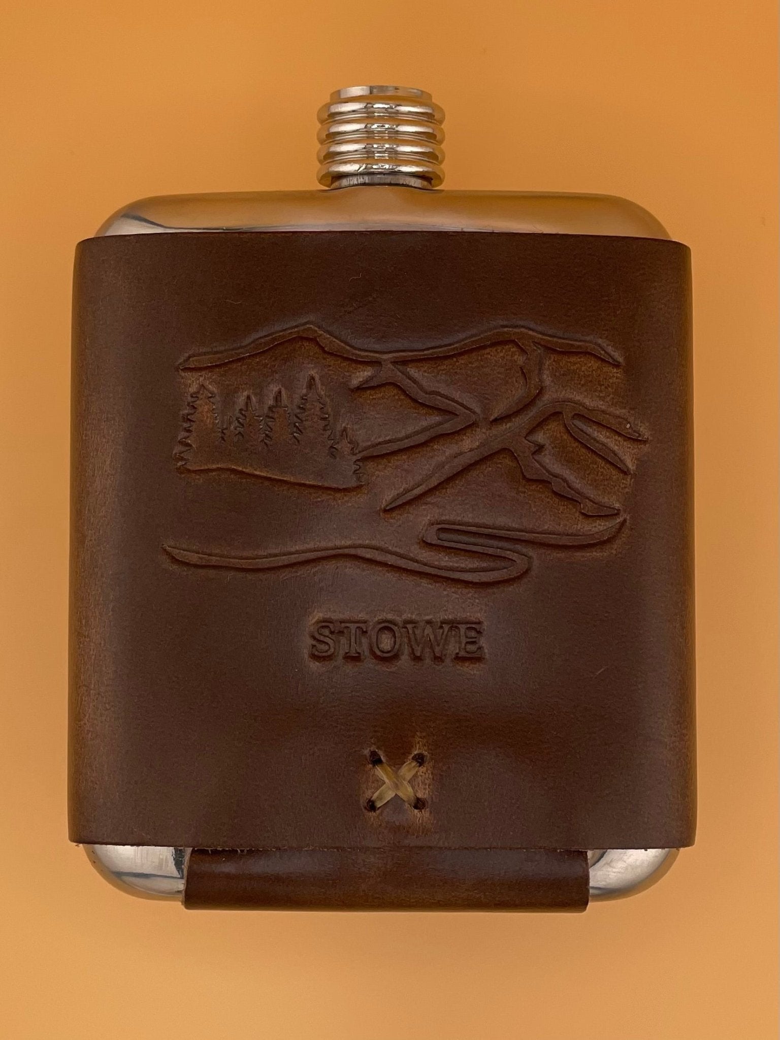 Stowe Leather Wrapped Stainless Flask - Whiskey Leatherworks - Archery Close